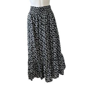 And Now This Blue Floral A Line Midi Skirt Button Front Size XS